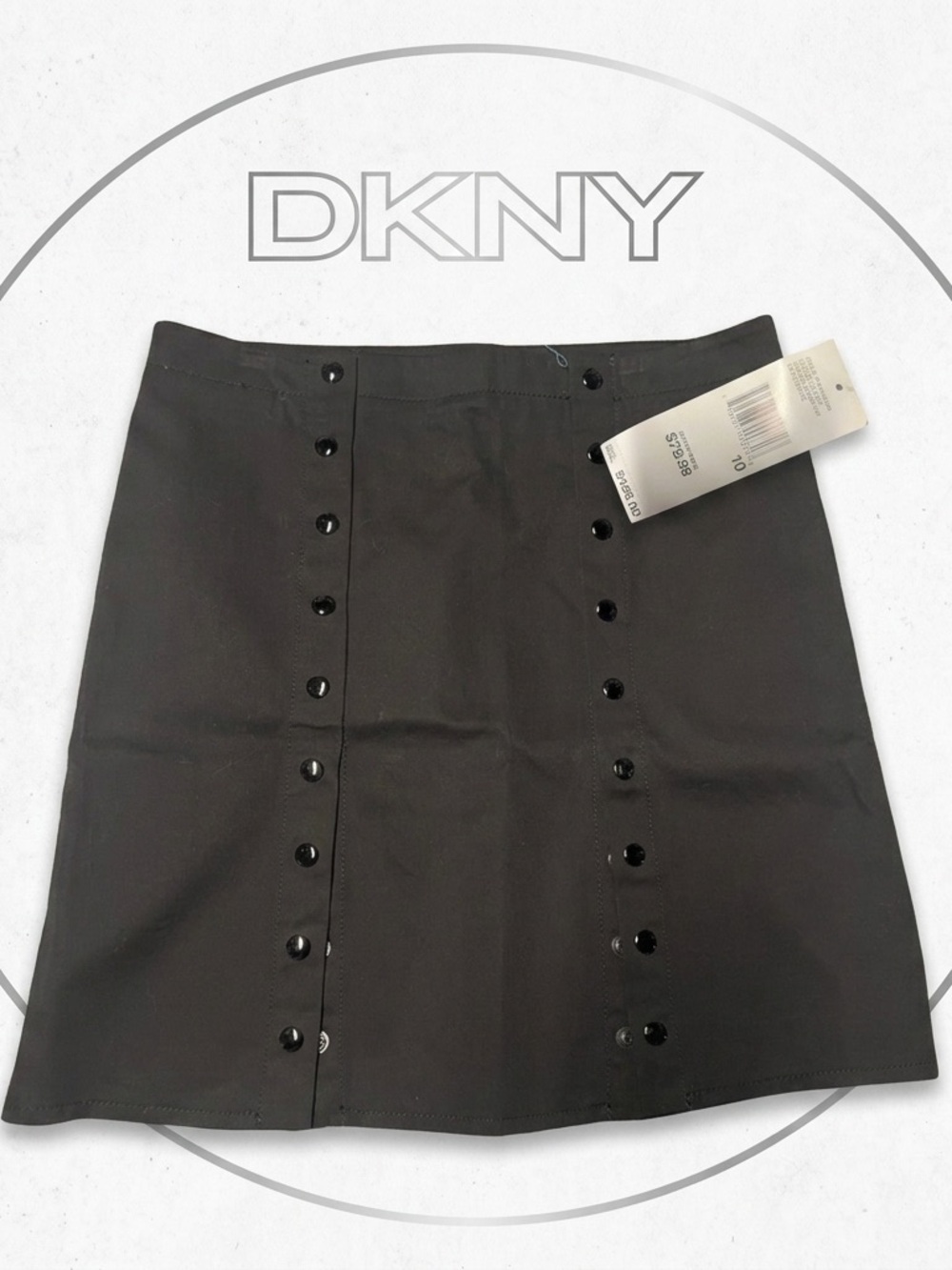 DKNY Black Mini Skirt with Dual Front Button Rows